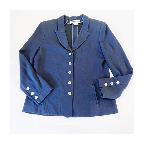 Sonia Rykiel Paris Navy Blue Button Down Blazer SZ40 - Picture 1 of 8